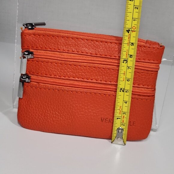Vera Pelle Leather Mini Coin Purse/Wallet Orange - Picture 6 of 7